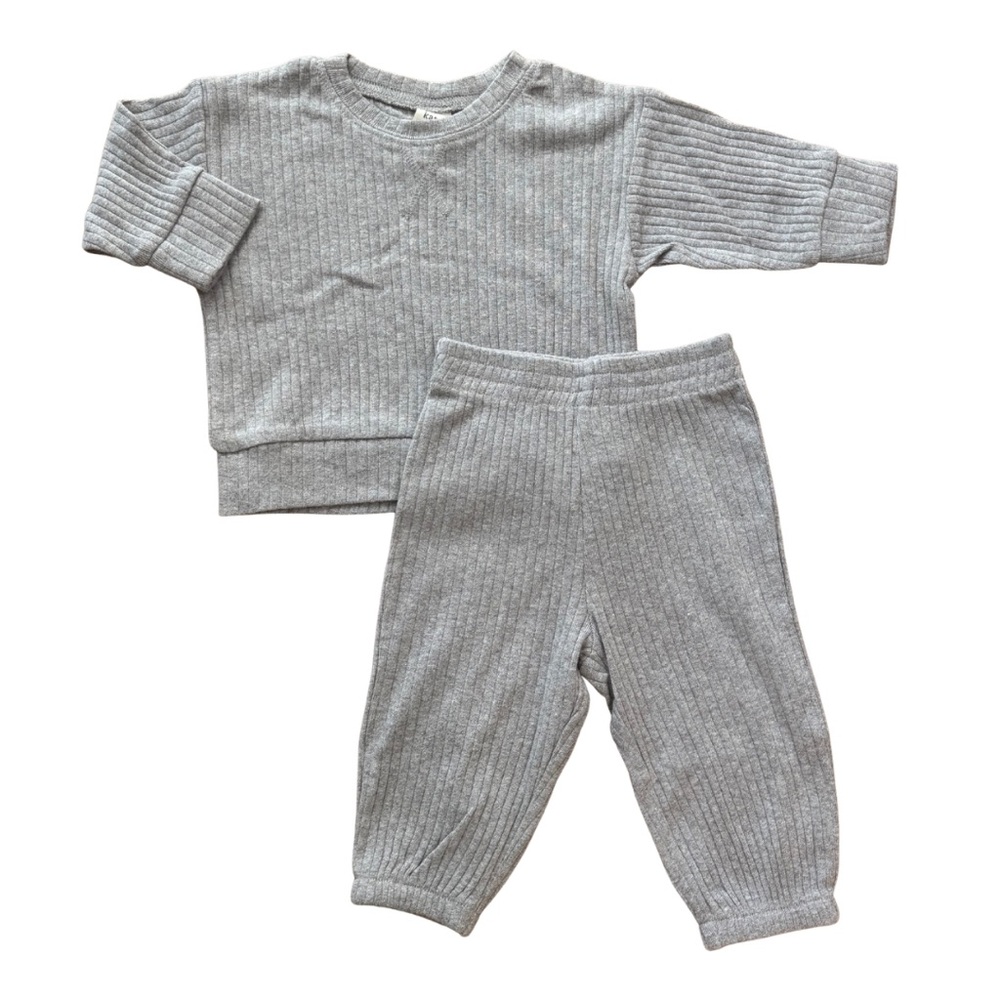 Kate Quinn Organic Cotton Crew Neck‎ Lounge Set Gray 3-6M